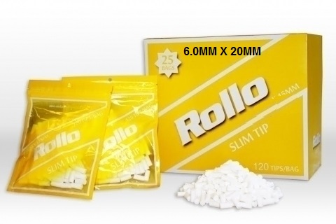 פילטר כותנה לסיגריה ROLLO איכותי 7 מ"מ אורך 20 מ"מ
