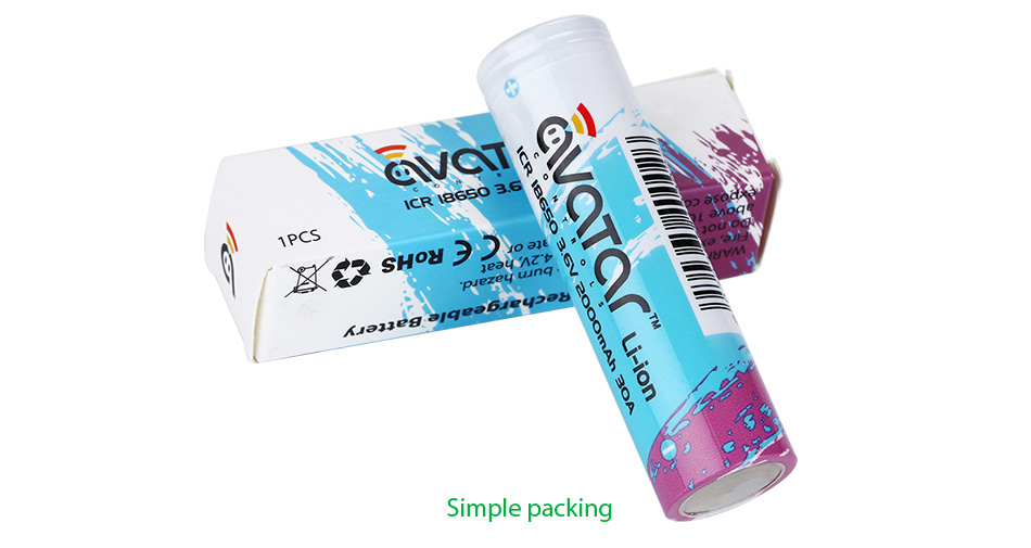 סוללה נטענת לסיגריה אלקטרונית מבית AVATAR דגם 18650