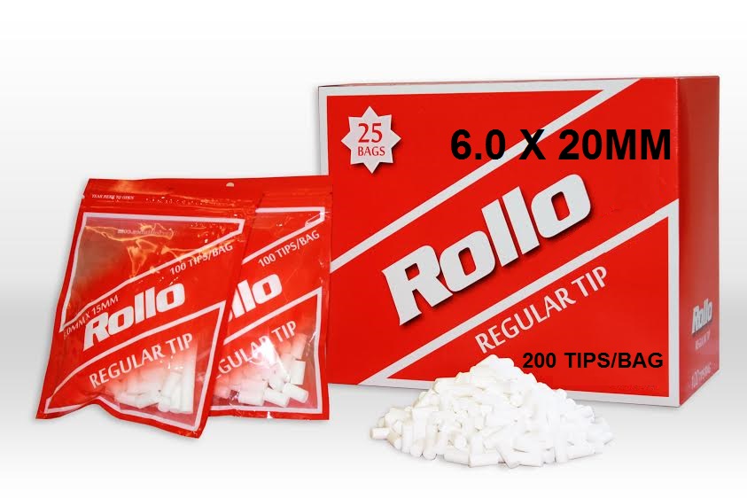 פילטר כותנה לסיגריה ROLLO איכותי 8 מ"מ אורך 20 מ"מ